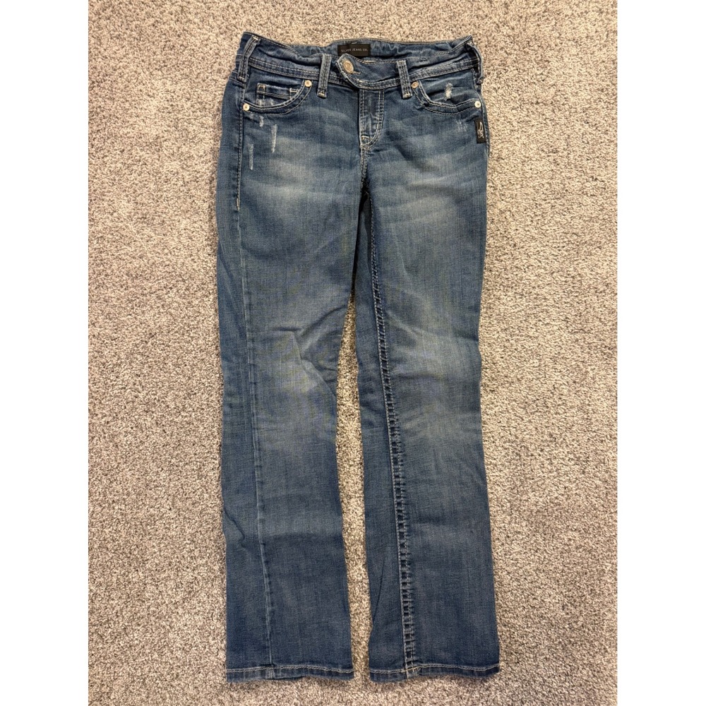 Silver Jeans Co. Tuesday Slim Boot Women W29 Blue Low Rise Distressed Jeans